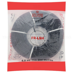 Polycab 4 Sqmm, 1 Core, Copper Class 5/Flexible, FRLSH, FRLS Wire - Black - I-4PX1CBLKFRLS200